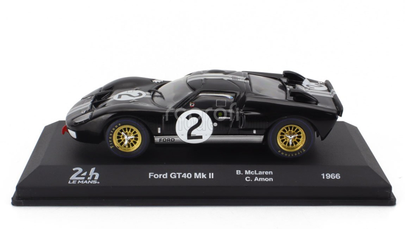 Edicola Ford usa Gt40 Mkii 7.0l V8 Team Shelby American Inc. N 2 Winner 24h Le Mans 1966 Bruce Mclaren - Chris Amon 1:43 Černá Bílá