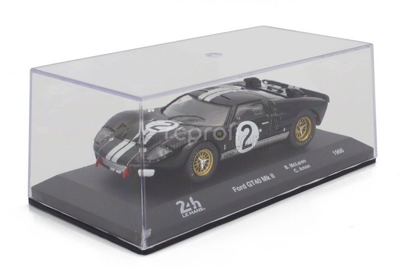 Edicola Ford usa Gt40 Mkii 7.0l V8 Team Shelby American Inc. N 2 Winner 24h Le Mans 1966 Bruce Mclaren - Chris Amon 1:43 Černá Bílá