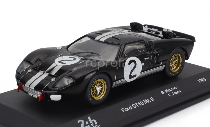Edicola Ford usa Gt40 Mkii 7.0l V8 Team Shelby American Inc. N 2 Winner 24h Le Mans 1966 Bruce Mclaren - Chris Amon 1:43 Černá Bílá