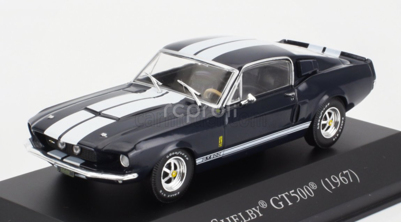 Edicola Ford usa Mustang Shelby Gt500 Coupe 1967 - Con Vetrina - With Showcase 1:43 Modrá Bílá