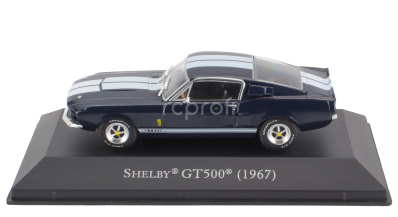Edicola Ford usa Mustang Shelby Gt500 Coupe 1967 - Con Vetrina - With Showcase 1:43 Modrá Bílá