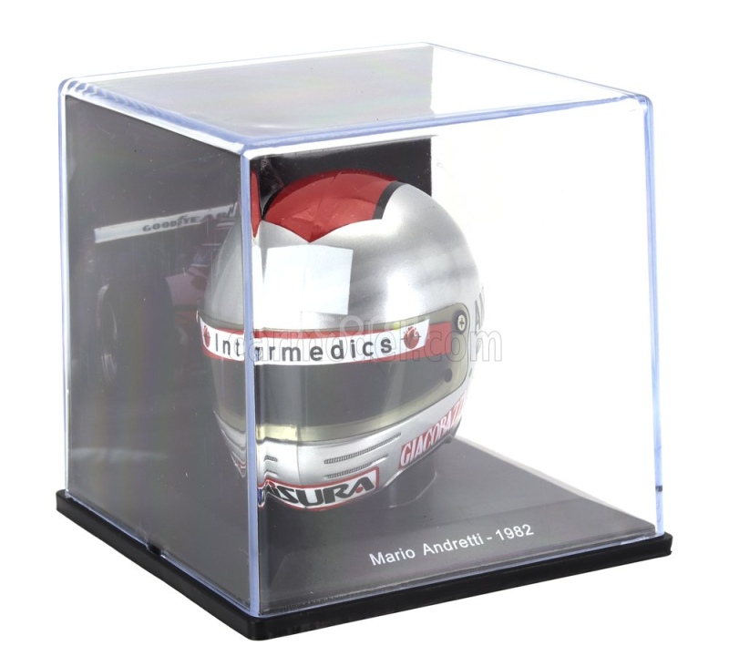 Edicola Helmet F1  Casco Helmet Mario Andretti 126 C2 Team Ferrari Season 1982 1:5 Silver Red