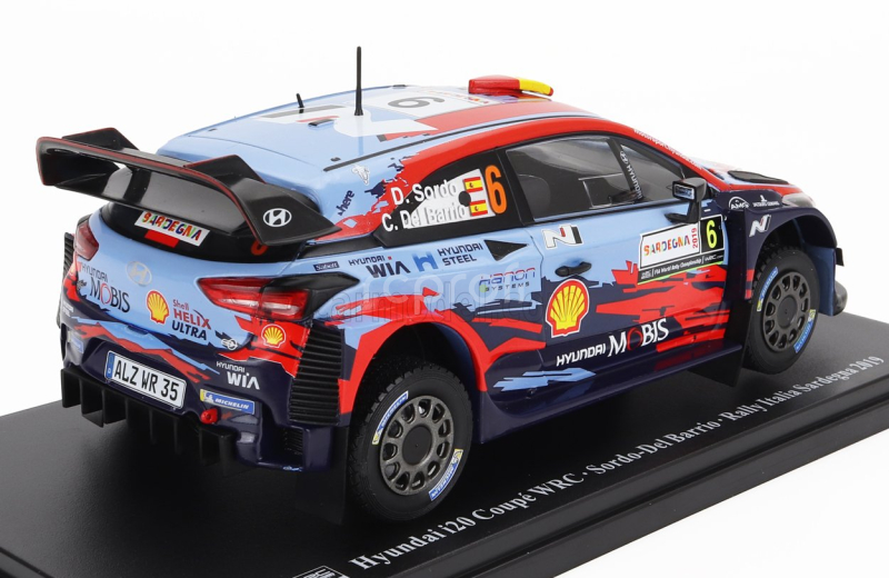 Edicola Hyundai I20 Wrc N 6 Winner Rally Sardinia Italy 2019 Dani Sordo - Carlos Del Bario 1:24 Světle Modrá Červená Černá