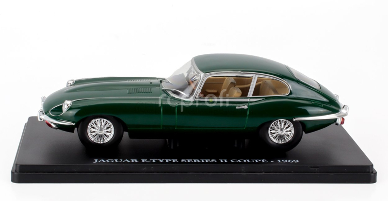 Edicola Jaguar E-type 2-series Coupe 1969 - Con Vetrina - With Showcase 1:24 Zelená