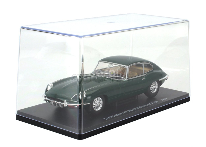 Edicola Jaguar E-type 2-series Coupe 1969 - Con Vetrina - With Showcase 1:24 Zelená