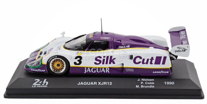 Edicola Jaguar Xjr12 7.0l V12 Team Silk Cut Jaguar T.w.racing N 3 Winner 24h Le Mans 1990 John Nielsen - Price Cobb - Martin Brundle 1:43 Bílá Fialová