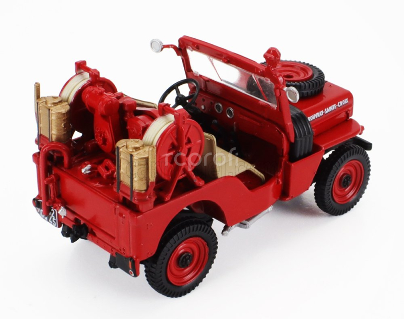 Edicola Jeep Hotchkiss Rouvray Sainte Croix Fire Engine 1945 1:43 Red
