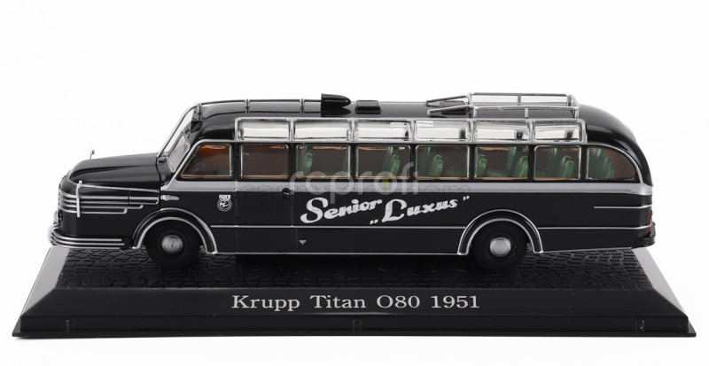 Edicola Krupp O80 Titan Autobus Senior Luxus 1951 - Damage Display Box 1:72 Černá Stříbrná