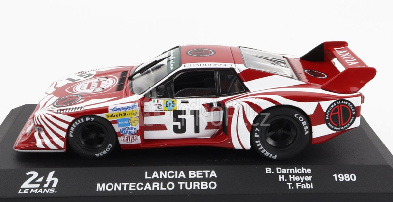 Edicola Lancia Beta Montecarlo Turbo Team Lancia Corse N 51 24h Le Mans 1980 B.darniche - H.heyer - T.fabi 1:43 Červená Bílá
