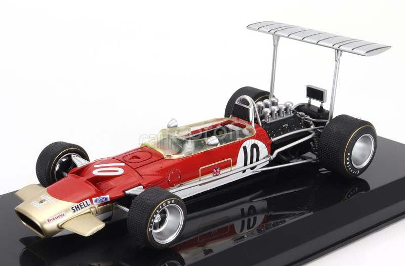 Edicola Lotus F1  Type 49b N 10 World Champion Season 1968 Graham Hill - Con Vetrina - With Showcase 1:24 Červená Bílá Zlatá