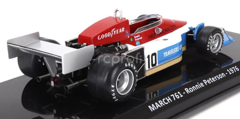 Edicola March F1  761 N 10 Season 1976 Ronnie Peterson - Con Vetrina - With Showcase 1:24 Modrá Bílá Červená