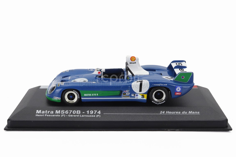 Edicola Matra simca Ms670b 3.0l V12 Team Matra Sport N 7 Winner 24h Le Mans 1974 Henri Pescarolo - Gerard Larrousse 1:43 Bluette Zelená Bílá