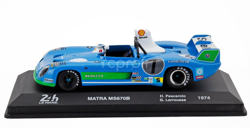 Edicola Matra simca Ms670b 3.0l V12 Team Matra Sport N 7 Winner 24h Le Mans 1974 Henri Pescarolo - Gerard Larrousse 1:43 Bluette Zelená Bílá