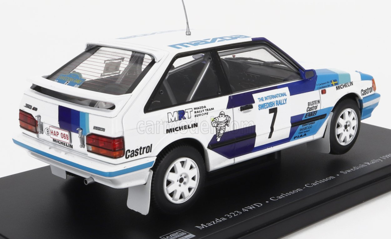 Edicola Mazda 323 4wd N 7 Winner Rally Swedish 1989 I.carlsson - P.carlsson 1:24 Bílá Světle Modrá
