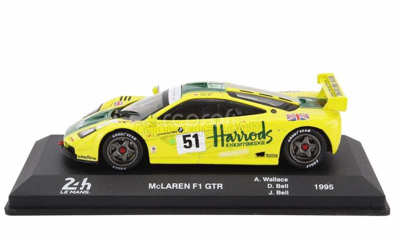 Edicola Mclaren F-1 Gtr Bmw S70 6.1l V12 Team Harrods Mach One Racing N 51 3rd 24h Le Mans 1995 Andy Wallace - Derek Bell - Justin Bell 1:43 Žlutá Zelená