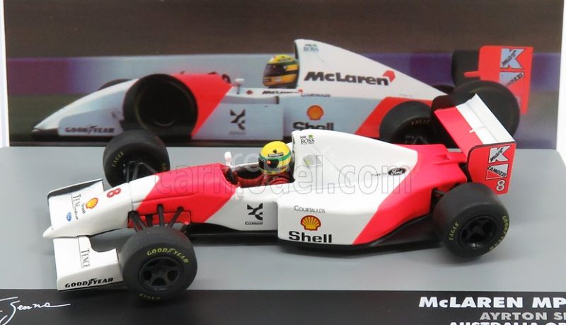 Edicola Mclaren F1  Ford Mp4/8 V8 Team Marlboro N 8 Winner Australian Gp 1993 Ayrton Senna 1:43 Bílá Červená