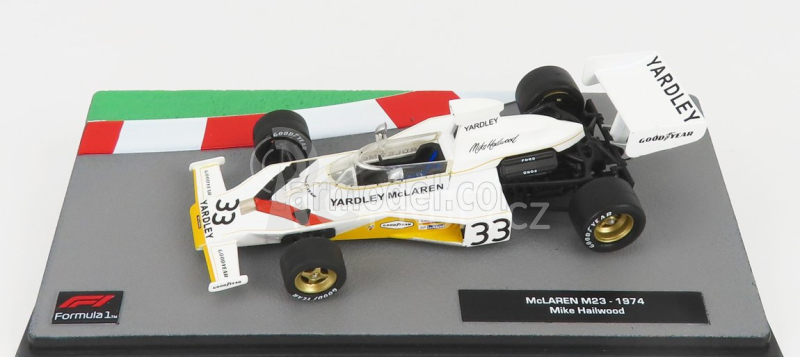 Edicola Mclaren F1  M23 Ford N 33 Season 1974 Mike Hailwood 1:43 Bílá Žlutá