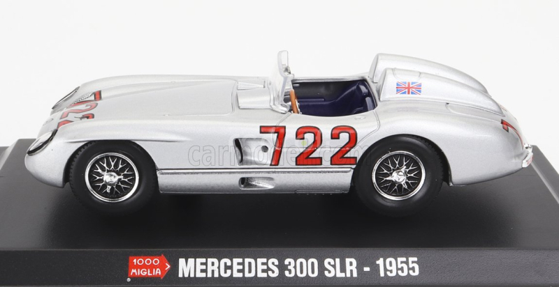 Edicola Mercedes benz 300 Slr Spider N 722 Winner Mille Miglia 1955 Stirling Moss - Denis Jenkinson 1:43 Silver