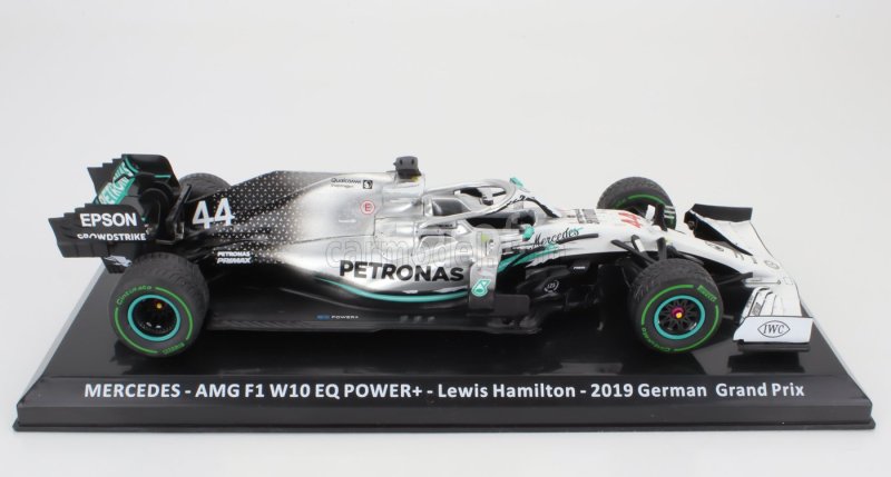 Edicola Mercedes gp F1  W10 Eq Power+ Team Amg Petronas Motorsport World Champion N 44 German Gp 2019 Lewis Hamilton - Damage Blister Box 1:24 Bílá Stříbrná Černá