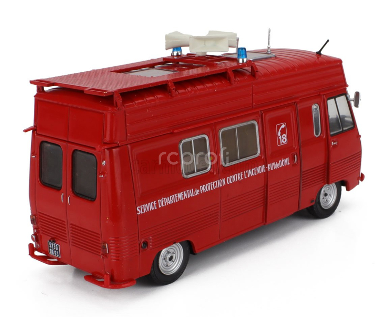 Edicola Peugeot J7 Van Fire Engine Service Departemental De Protection Contre L'incendie Puy De Dome 1969 1:43 Red