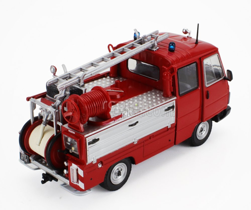 Edicola Peugeot J9 Desautel Fire Engine 1982 1:43 Červená Stříbrná