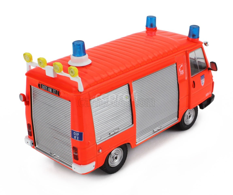 Edicola Peugeot J9 Van Vehicule De Secours Roiter Fire Engine 1982 1:43 Oranžová Fluo Stříbrná