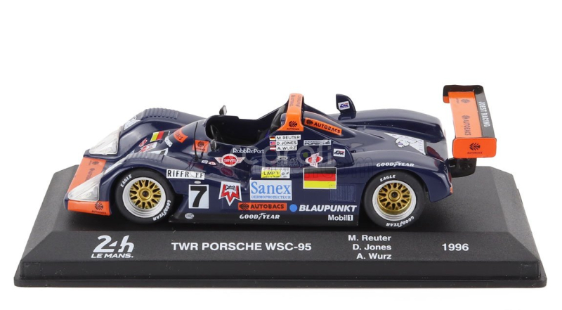 Edicola Porsche 935 3.0l Turbo Wsc-95 Team Joest Racing N 7 Winner 24h Le Mans 1996 Alexander Wurz - Davy Jones - Manuel Reuter 1:43 Modrá Oranžová