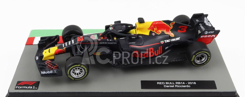 Edicola Red bull F1  Rb14 Team Aston Martin Tag Heuer N 3 Season 2018 Daniel Ricciardo 1:43 Matná Modrá Žlutá