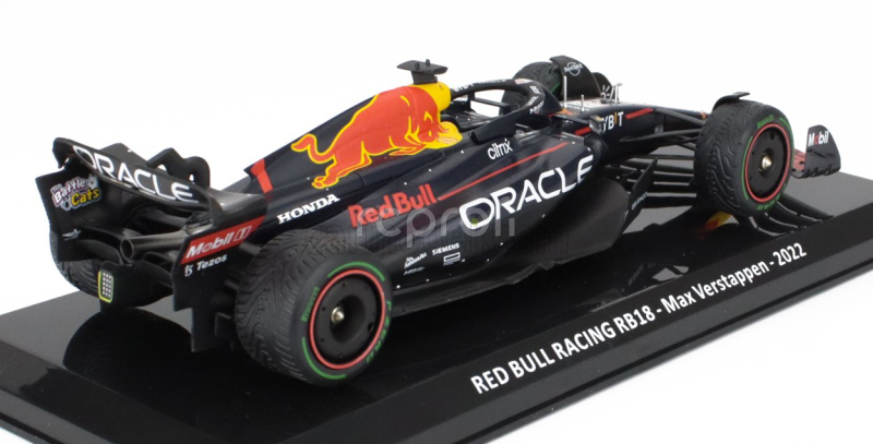 Edicola Red bull F1  Rb18 Team Oracle Red Bull Racing N 1 World Champion Season 2022 Max Verstappen - Con Vetrina - With Showcase 1:24 Matná Modrá Žlutá Červená