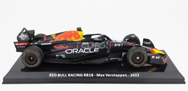 Edicola Red bull F1  Rb18 Team Oracle Red Bull Racing N 1 World Champion Season 2022 Max Verstappen - Con Vetrina - With Showcase 1:24 Matná Modrá Žlutá Červená