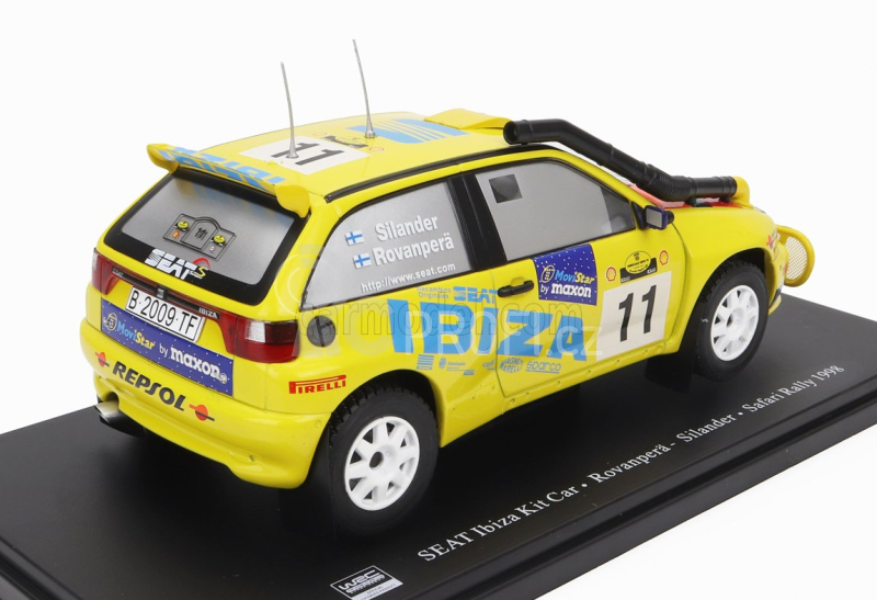 Edicola Seat Ibiza Kit Car N 11 5th Rally Safari 1998 Harri Rovanpera - Voitto Silander 1:24 Žlutá