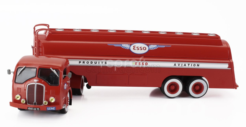 Edicola Somua Jl17 Truck Tanker Truck Esso Produits Aviation 1955 - Without Card Box 1:43 Red
