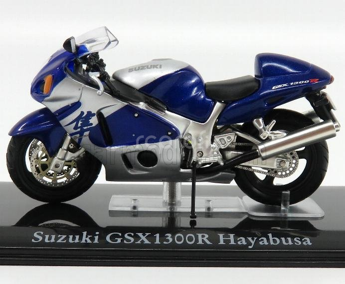 Edicola Suzuki Gsx1300r Hayabusa - Damage Display Box 1:24 Modrá Met Stříbrná