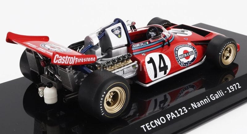 Edicola Tecno F1  Pa123 Team Martini Racing N 14 Season 1972 Nanni Galli - Con Vetrina - With Showcase 1:24 Red