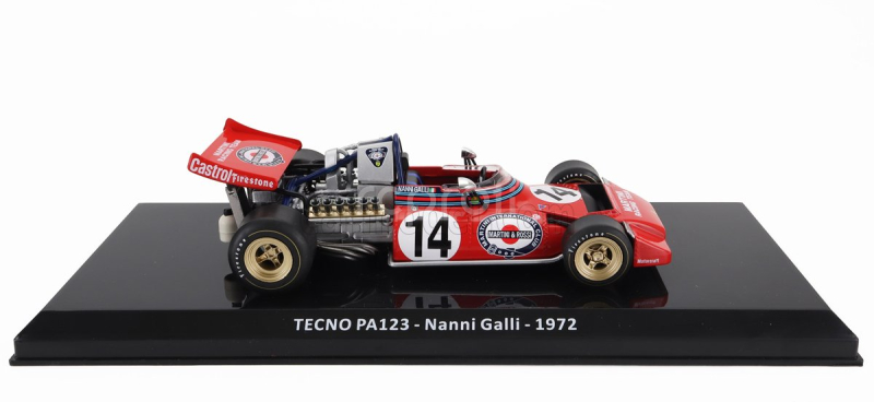 Edicola Tecno F1  Pa123 Team Martini Racing N 14 Season 1972 Nanni Galli - Con Vetrina - With Showcase 1:24 Red
