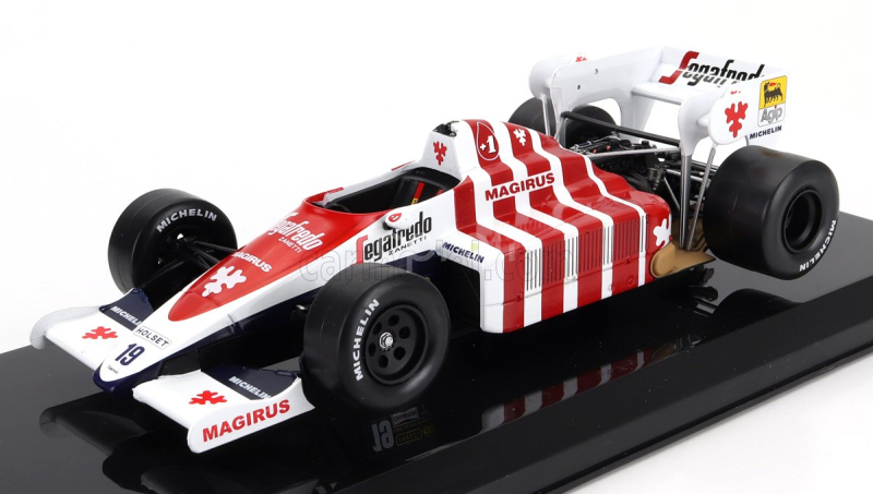 Edicola Toleman F1  Tg184 Hart Turbo N 19 3rd Portugal Gp 1984 Ayrton Senna - Con Vetrina - With Showcase 1:24 Modrá Bílá Červená