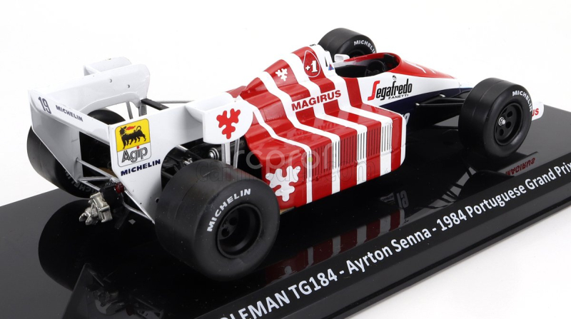 Edicola Toleman F1  Tg184 Hart Turbo N 19 3rd Portugal Gp 1984 Ayrton Senna - Con Vetrina - With Showcase 1:24 Modrá Bílá Červená