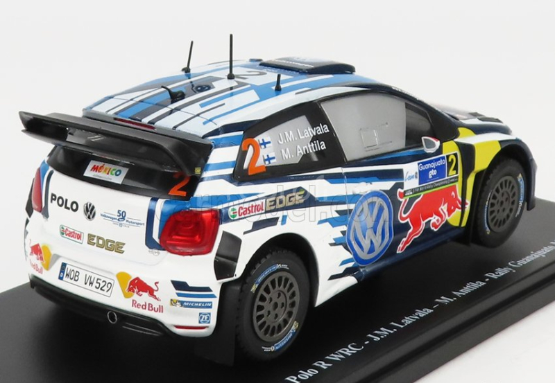 Edicola Volkswagen Polo R Wrc Team Volkswagen Motorsport Red Bull N 2 Rally Mexico 2016 J.m.latvala - M.antilla 1:24 Světle Modrá Bílá Žlutá