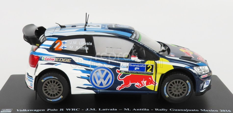 Edicola Volkswagen Polo R Wrc Team Volkswagen Motorsport Red Bull N 2 Rally Mexico 2016 J.m.latvala - M.antilla 1:24 Světle Modrá Bílá Žlutá