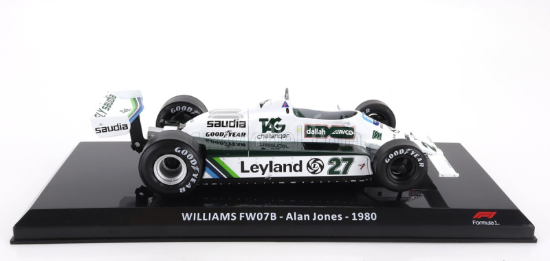 Edicola Williams F1  Fw07b N 27 World Champion Season 1980 Alan Jones - Con Vetrina - With Showcase 1:24 Bílá Zelená
