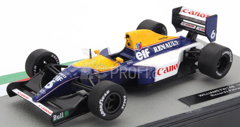 Edicola Williams F1  Fw14b Renault N 6 Season 1992 Riccardo Patrese 1:43 Modrá Žlutá Bílá