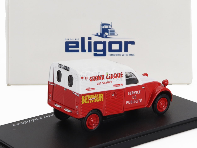 Eligor Citroen 2cv Van Benhur - Le Grande Cirque De France - Service Publicitaire 1:43 Červená Bílá