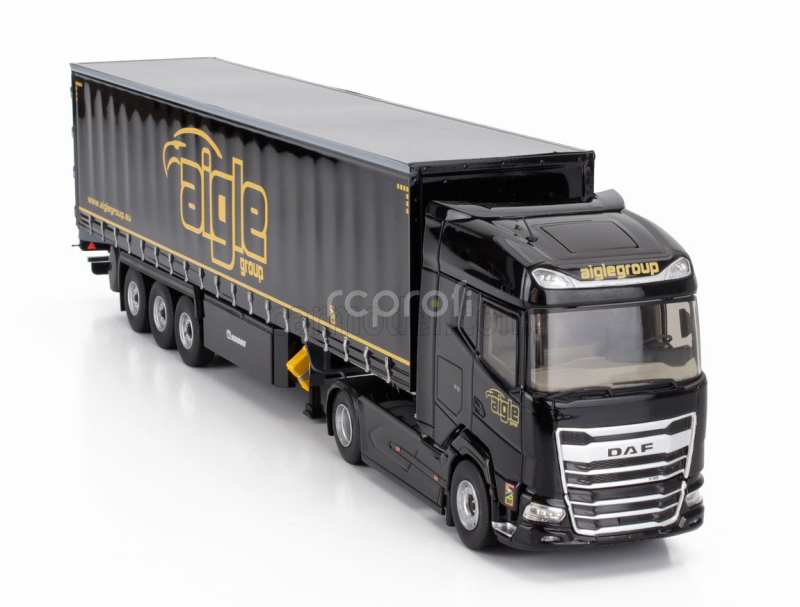 Eligor DAF Xg Truck Cassonato Remorque Tautliner Aigle Group 2022 1:43 Černá Žlutá