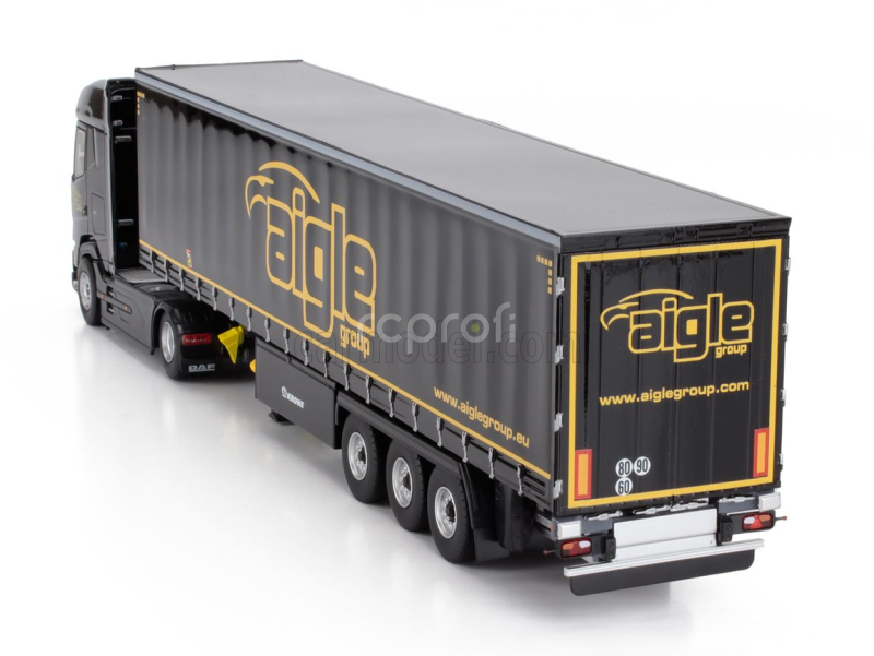 Eligor DAF Xg Truck Cassonato Remorque Tautliner Aigle Group 2022 1:43 Černá Žlutá