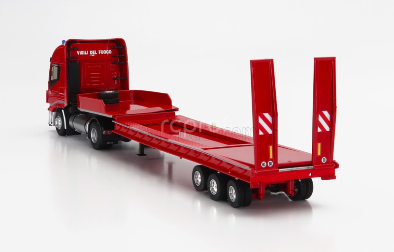 Eligor Iveco fiat Stralis 480xp Truck Rimorchio Pianale Trasporto Mezzi Movimento Terra Vigili Del Fuoco 2016 1:43 Red