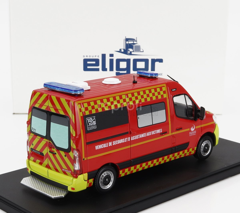 Eligor Renault Master Van Vsav Sdis 35 Vehicule De Secours Et D'assistance Aux Victimes Sapeurs Pompiers 2019 1:43 Červená Žlutá