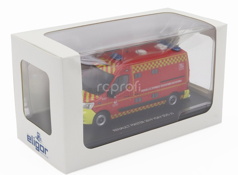 Eligor Renault Master Van Vsav Sdis 35 Vehicule De Secours Et D'assistance Aux Victimes Sapeurs Pompiers 2019 1:43 Červená Žlutá