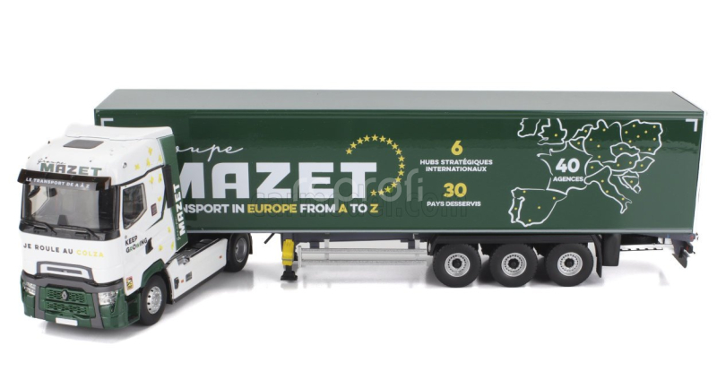 Eligor Renault T-line High Truck Cassonato Mazet Transports 2023 1:43 Bílá Zelená