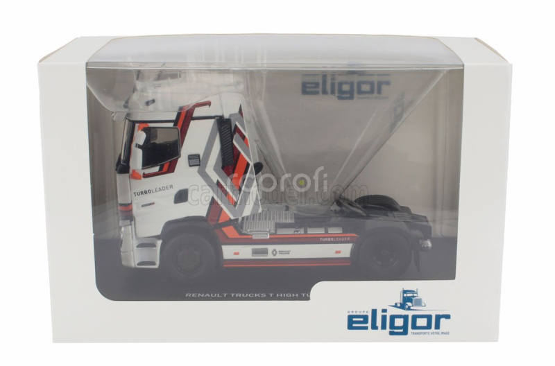 Eligor Renault T-line High Turbo Leader Tractor Truck 2-assi 2021 1:43 Bílá Hnědá Oranžová Šedá
