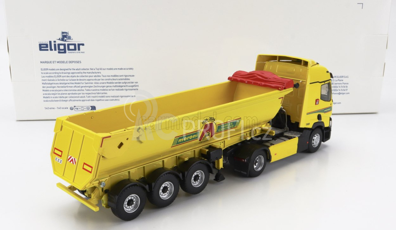 Eligor Renault T460 Truck Cassone Ribaltabile Moroni Transports 2021 1:43 Žlutá
